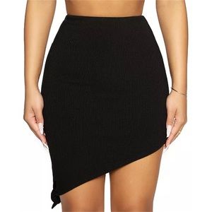 Naked Wardrobe NW Knot Thinkin' About U Side-Tie Ribbed Mini Skirt